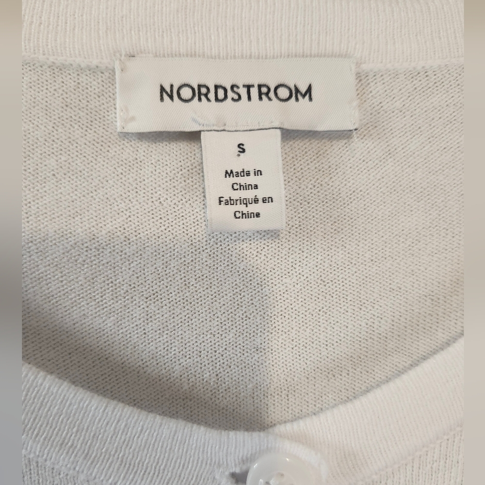 Nordstrom White Button Down Classic Cardigan Size Small Cotton Viscose Brand New - Picture 4 of 7